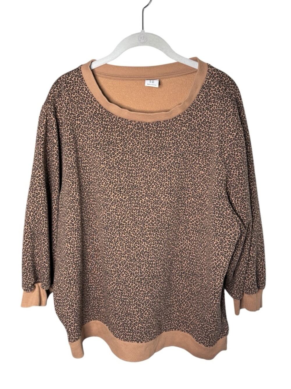 Amazon Essentials Leopard Print Crewneck Sweatshirt Brown XXL